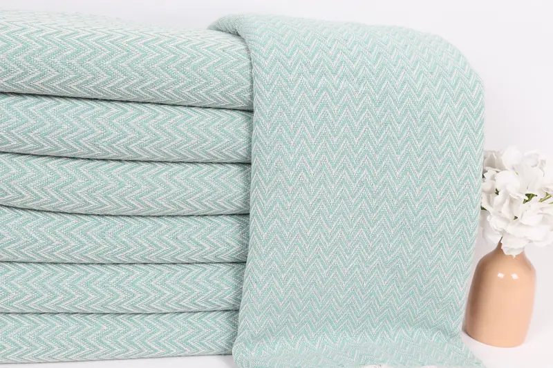 Best Wedding Gift, Turkish Blanket, Woven Blanket, Gift For Bride, 76x64 Cotton Zig zag Towel, Bachelorette Party Gifts For Bride, Throw Blanket - 2
