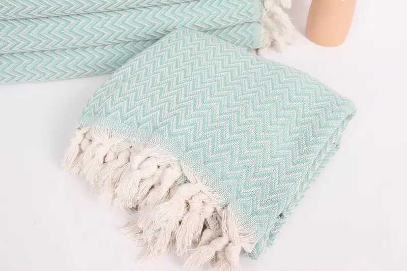 Best Wedding Gift, Turkish Blanket, Woven Blanket, Gift For Bride, 76x64 Cotton Zig zag Towel, Bachelorette Party Gifts For Bride, Throw Blanket - 5