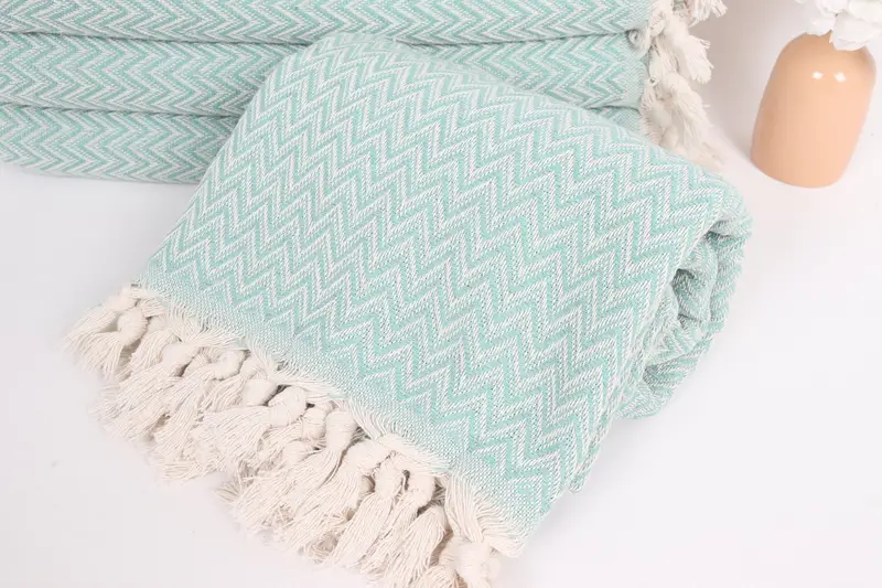 Best Wedding Gift, Turkish Blanket, Woven Blanket, Gift For Bride, 76x64 Cotton Zig zag Towel, Bachelorette Party Gifts For Bride, Throw Blanket - 4
