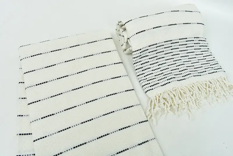 Turkish hand towel, Thin towel, Personalized Wedding Gift For Couple, 70x38 Cotton Striped Design Towel, Embroidered Beach Towel, Best Beach Towel - 7