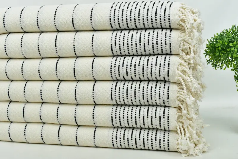 Turkish hand towel, Thin towel, Personalized Wedding Gift For Couple, 70x38 Cotton Striped Design Towel, Embroidered Beach Towel, Best Beach Towel - 3