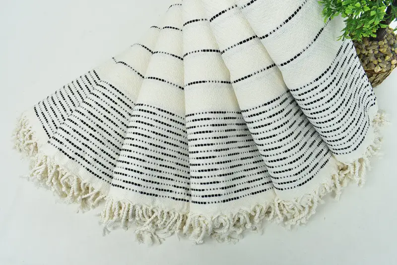 Turkish hand towel, Thin towel, Personalized Wedding Gift For Couple, 70x38 Cotton Striped Design Towel, Embroidered Beach Towel, Best Beach Towel - 4