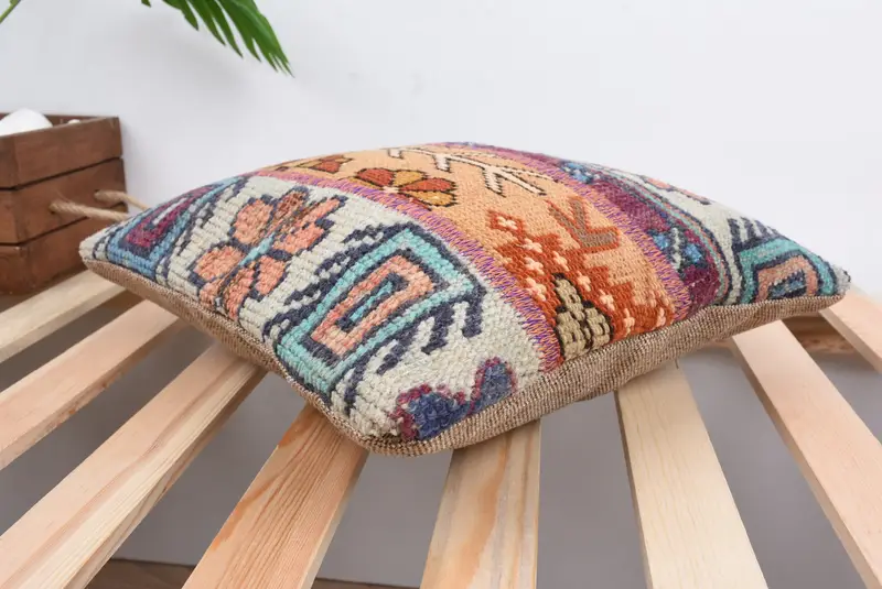 Cushion Case, Ethnic Throw Pillow Case, Interior Designer Pillow, Vintage Kilim Pillow, Home Decor Pillow, 14x14 Green Cushion - 6