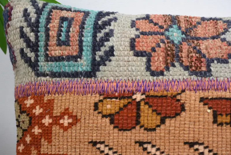 Cushion Case, Ethnic Throw Pillow Case, Interior Designer Pillow, Vintage Kilim Pillow, Home Decor Pillow, 14x14 Green Cushion - 2