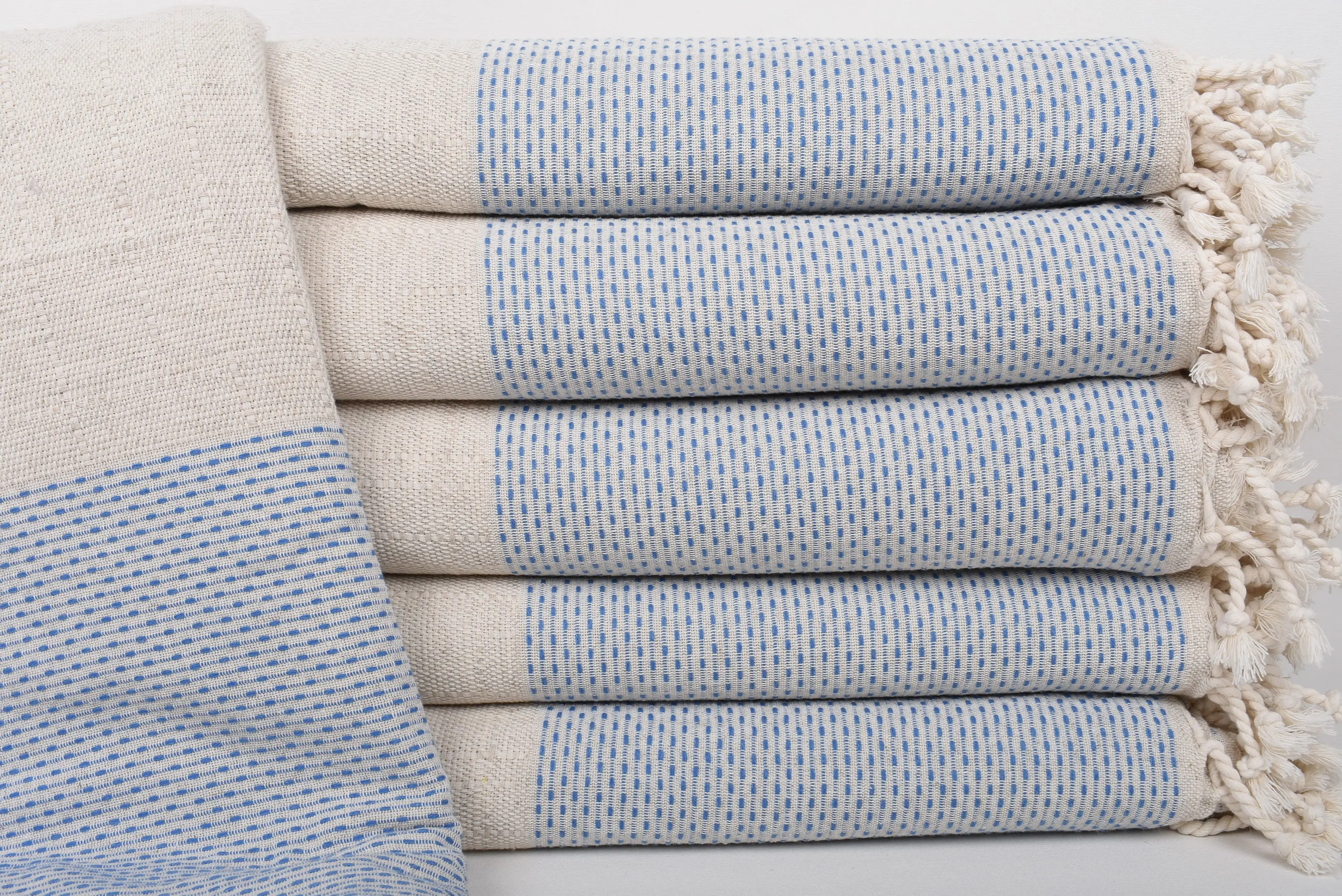 Turkish Monogram Blanket Petrol Blue Polka Dot, 95x95 Inches - 1