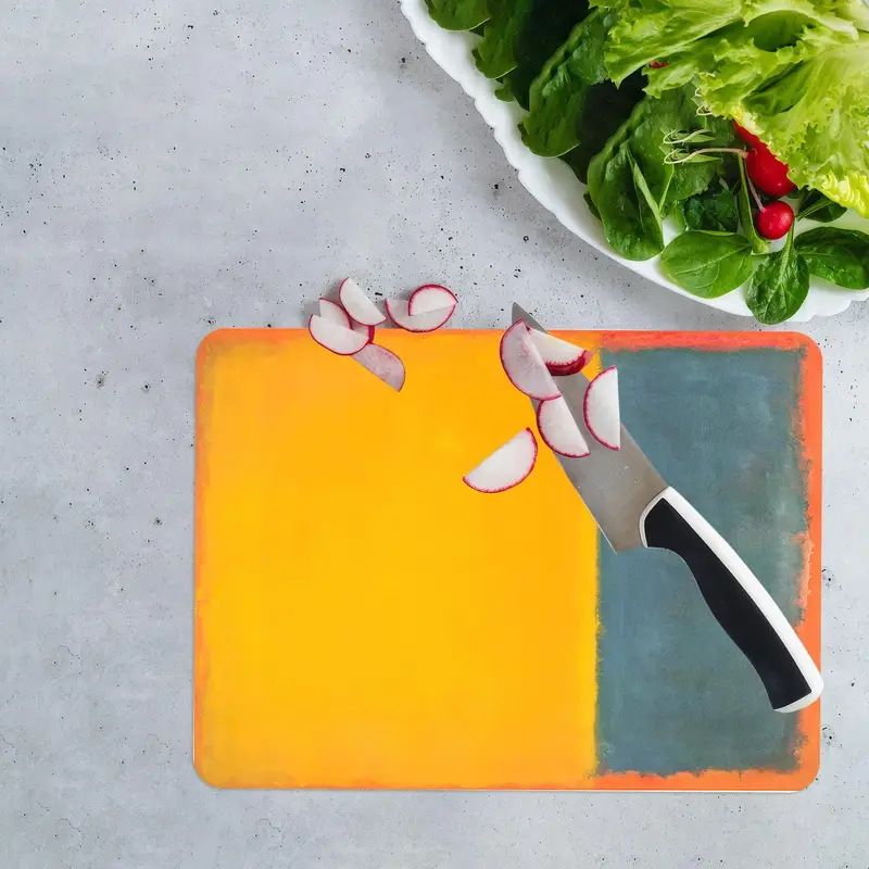 Minimalist Sarı ve Gri Cam Kesme Tahtası, Çağdaş Mutfağın Temeli