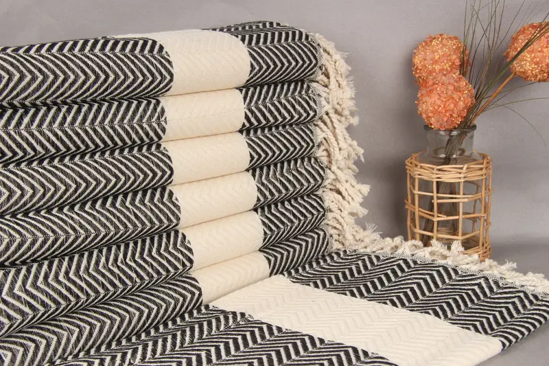 Christmas Gift Towel, Black Chevron, Personalized Wedding Towel, 40x71 Inches