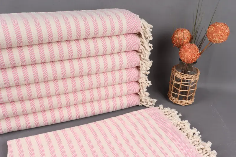 Beach Towel Organic Cotton Pink Chevron Towel, 40x71 Inches