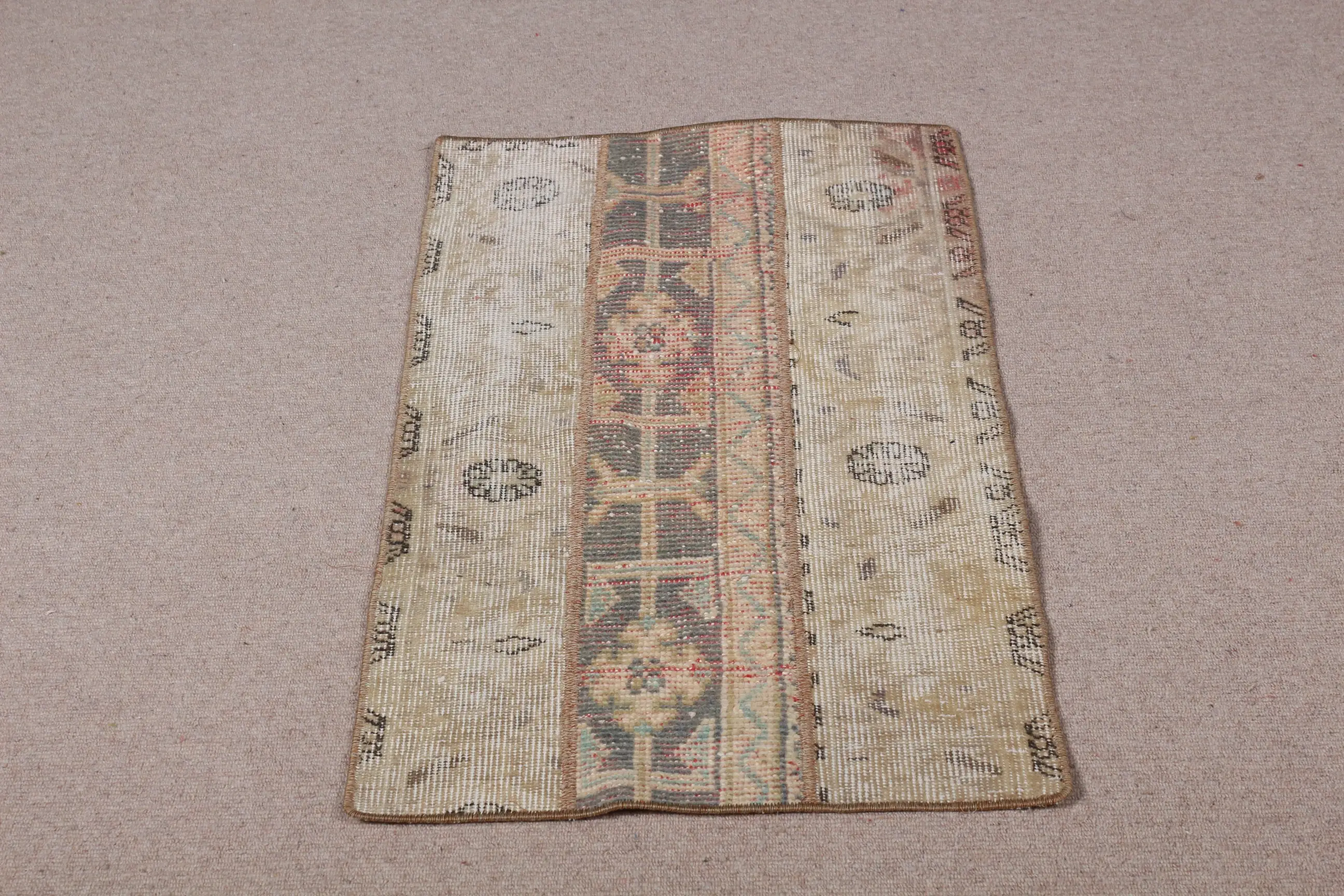 1.8x3.2 ft Rug, Vintage Turkish Rug, Brown Polka dot Rug - 1