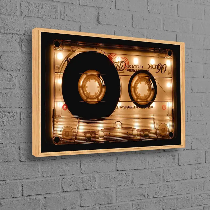 ビンテージ ミュージック キャンバス: 家庭用レトロ カセット アート プリント