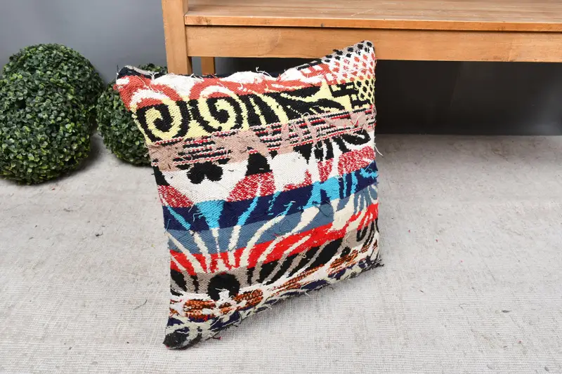 18x18 Blue Pillow Sham, Home Decor Pillow, Interior Designer Pillow, Bolster Pillow Case, Pillow, Kilim Pillow Cover, Aztec Pillow - 7