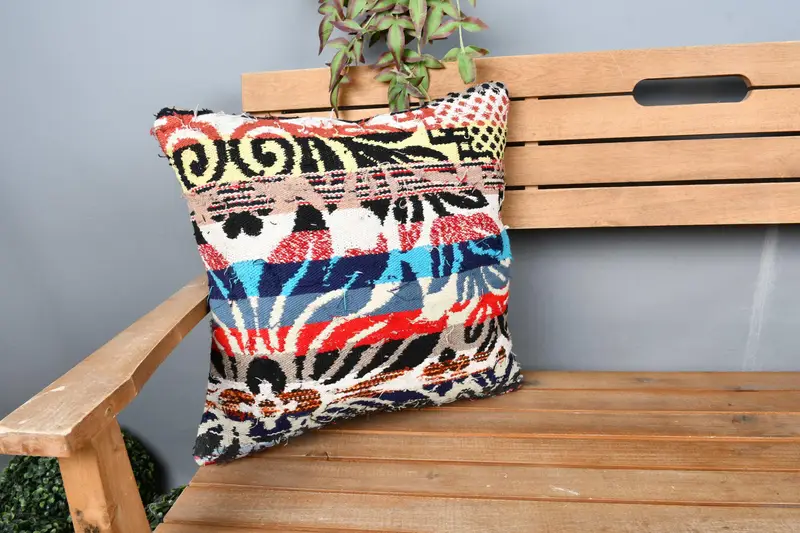 18x18 Blue Pillow Sham, Home Decor Pillow, Interior Designer Pillow, Bolster Pillow Case, Pillow, Kilim Pillow Cover, Aztec Pillow - 1
