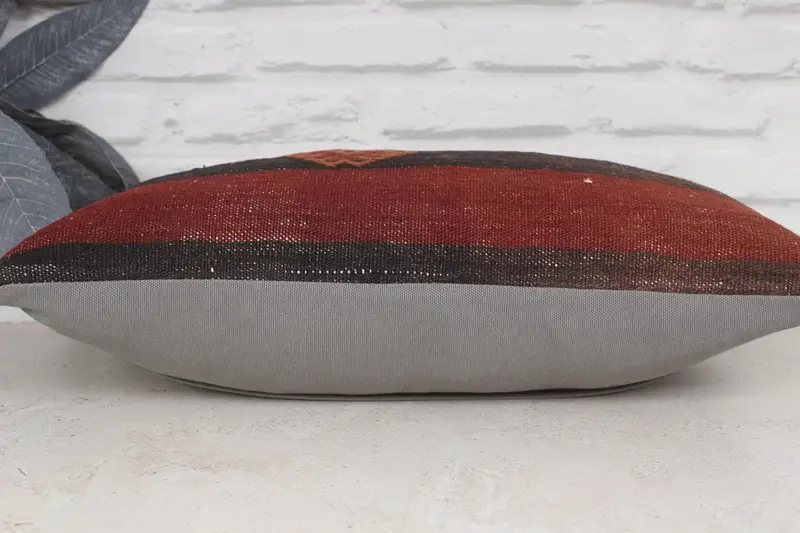 Kilim Pillow Cover, Vintage Kilim Throw Pillow, Southwestern Cushion, Home Decor Pillow, Pillow Sham, 12x20 Red Cushion Cover, Neutral Cushion Case - 5