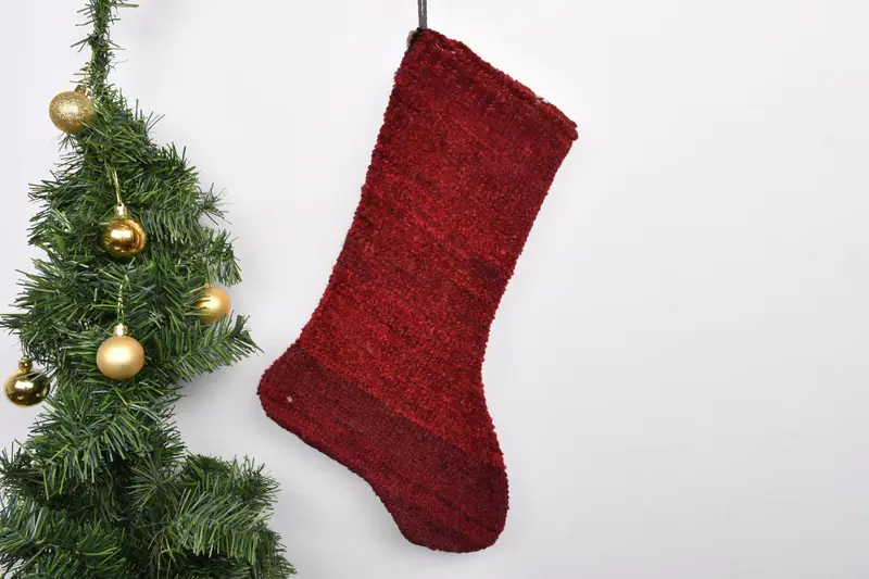 Patrón de adornos navideños, calcetín navideño de 7 pulgadas de ancho