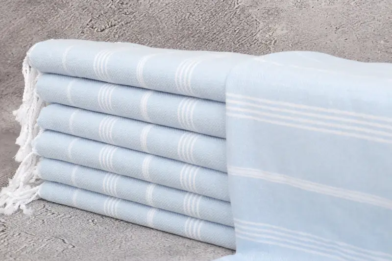 Hand Towel Personalized Wedding Gift Baby Blue Striped, 18x38 Inches