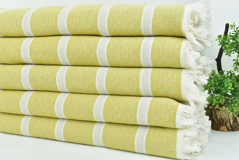 Housewarming Gift, Family Gift Basket, Personalized Blanket, 96x84 Cotton Striped Towel, Woven Throw Blanket, Engagement Gift, Christmas Tablecloth - 3