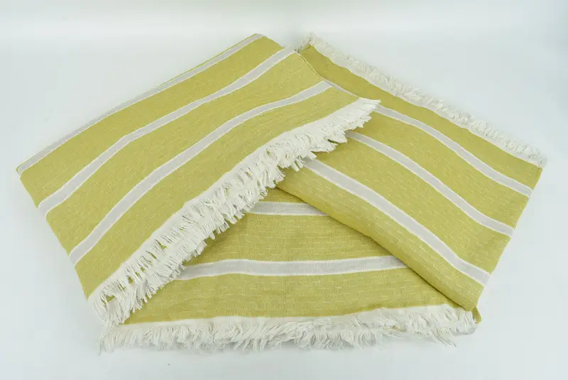 Housewarming Gift, Family Gift Basket, Personalized Blanket, 96x84 Cotton Striped Towel, Woven Throw Blanket, Engagement Gift, Christmas Tablecloth - 6