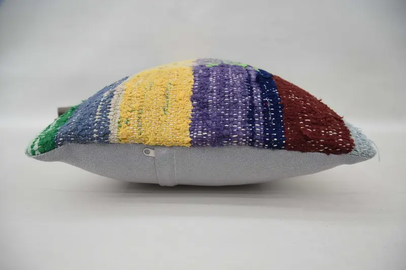 Neutral Pillow Cover, Handmade Kilim Cushion, 16x24 Blue Cushion, Ethnical Kilim Rug Pillow, Pillow Sham, Vintage Kilim Pillow - 6