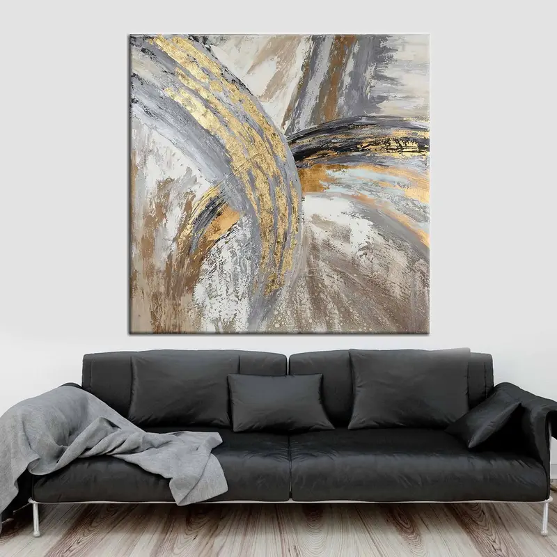 Living Room Wall Art, Gold Wall Art, Gray Wall Art, Luxury Wall Art, Modern Wall Art, Modern Home Decor, Fashion Canvas Print, Abstract Art, - 3