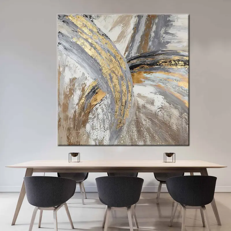 Living Room Wall Art, Gold Wall Art, Gray Wall Art, Luxury Wall Art, Modern Wall Art, Modern Home Decor, Fashion Canvas Print, Abstract Art, - 4