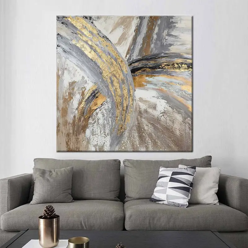 Living Room Wall Art, Gold Wall Art, Gray Wall Art, Luxury Wall Art, Modern Wall Art, Modern Home Decor, Fashion Canvas Print, Abstract Art, - 2