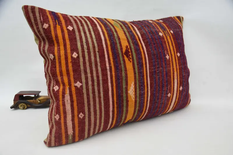 Handmade Kilim Cushion, Throw Kilim Pillow, Shabby Chic Pillow Cover, 20x28 Red Cushion Cover, Knitted Cushion, Turkish Pillow, Pillow - 3