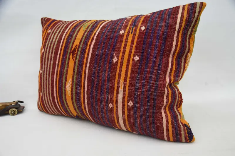 Handmade Kilim Cushion, Throw Kilim Pillow, Shabby Chic Pillow Cover, 20x28 Red Cushion Cover, Knitted Cushion, Turkish Pillow, Pillow - 5