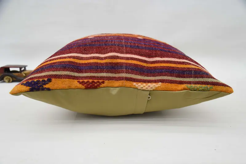 Handmade Kilim Cushion, Throw Kilim Pillow, Shabby Chic Pillow Cover, 20x28 Red Cushion Cover, Knitted Cushion, Turkish Pillow, Pillow - 6