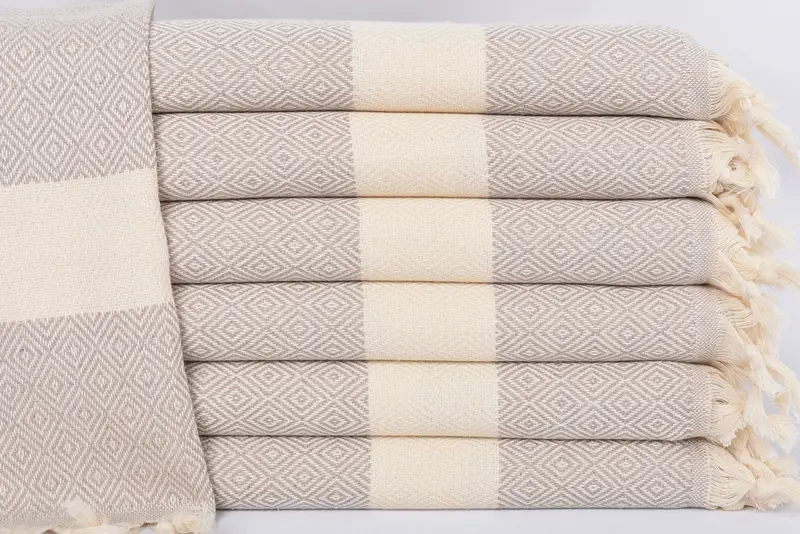 Bachelorette Hand Towel Diamond Beige Organic Cotton, 36x20 Inches
