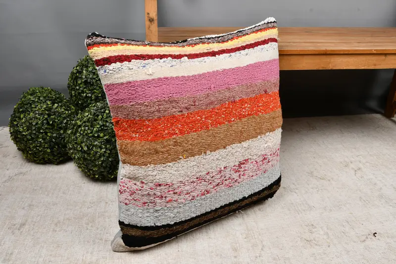 Interior Designer Pillow, 24x24 White Pillow Sham, Cushion Cover, Bolster Pillow, Throw Kilim Pillow, Kilim Cushion Sham, Armchair Pillow - 7