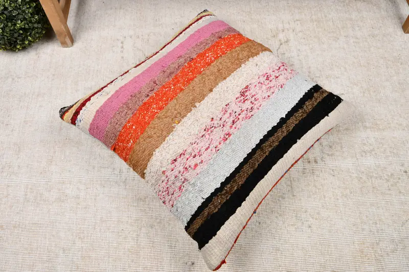 Interior Designer Pillow, 24x24 White Pillow Sham, Cushion Cover, Bolster Pillow, Throw Kilim Pillow, Kilim Cushion Sham, Armchair Pillow - 8