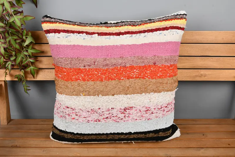 Interior Designer Pillow, 24x24 White Pillow Sham, Cushion Cover, Bolster Pillow, Throw Kilim Pillow, Kilim Cushion Sham, Armchair Pillow - 6