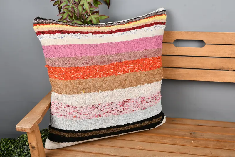 Interior Designer Pillow, 24x24 White Pillow Sham, Cushion Cover, Bolster Pillow, Throw Kilim Pillow, Kilim Cushion Sham, Armchair Pillow - 1