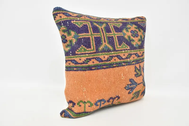 Ikat Cushion Cover, Ikat Pillow Case, Vintage Kilim Pillow, 20x20 Orange Cushion Cover, Throw Kilim Pillow, Cushion Cover, Boho Pillow - 3