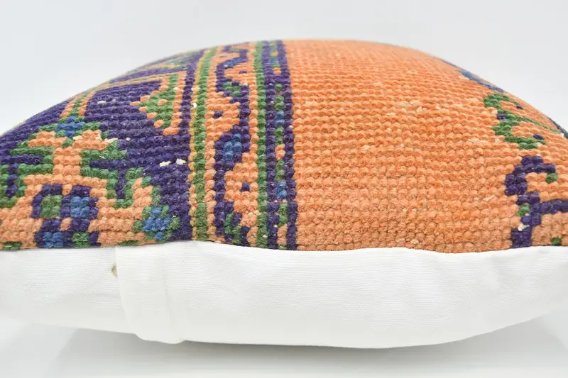 Ikat Cushion Cover, Ikat Pillow Case, Vintage Kilim Pillow, 20x20 Orange Cushion Cover, Throw Kilim Pillow, Cushion Cover, Boho Pillow - 6