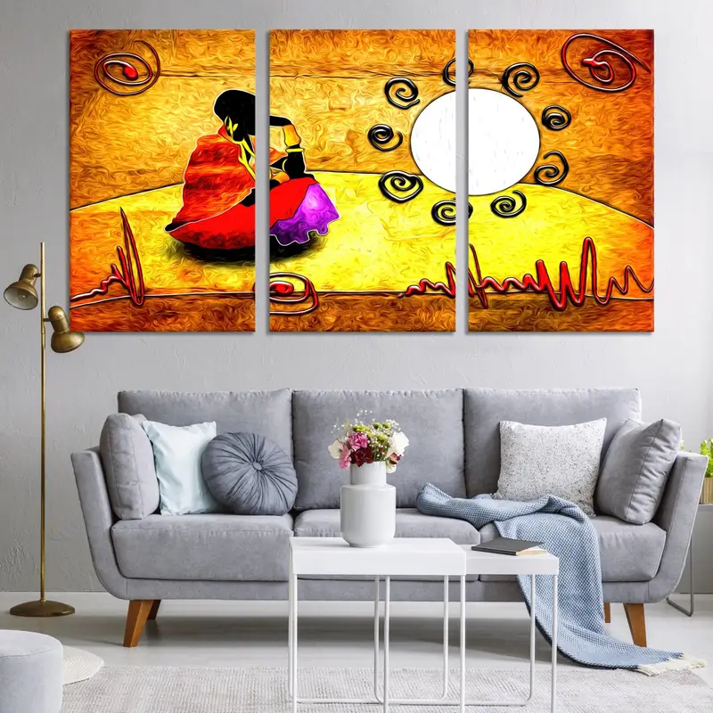 African Wall Art, Afro Wall Decor, Canvas Wall Art, Abstract Wall Decor, Sunset Wall Art, Modern Wall Art, Home Decor, Yellow Wall Art, - 8