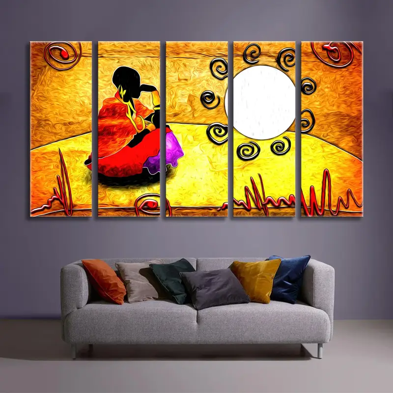 African Wall Art, Afro Wall Decor, Canvas Wall Art, Abstract Wall Decor, Sunset Wall Art, Modern Wall Art, Home Decor, Yellow Wall Art, - 9