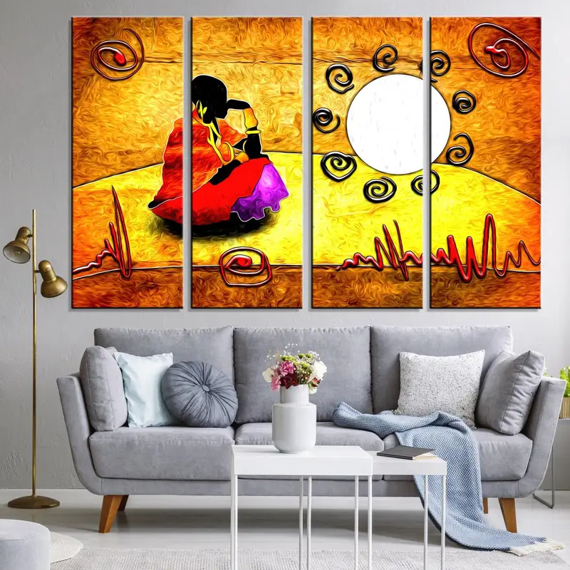 African Wall Art, Afro Wall Decor, Canvas Wall Art, Abstract Wall Decor, Sunset Wall Art, Modern Wall Art, Home Decor, Yellow Wall Art, - 7