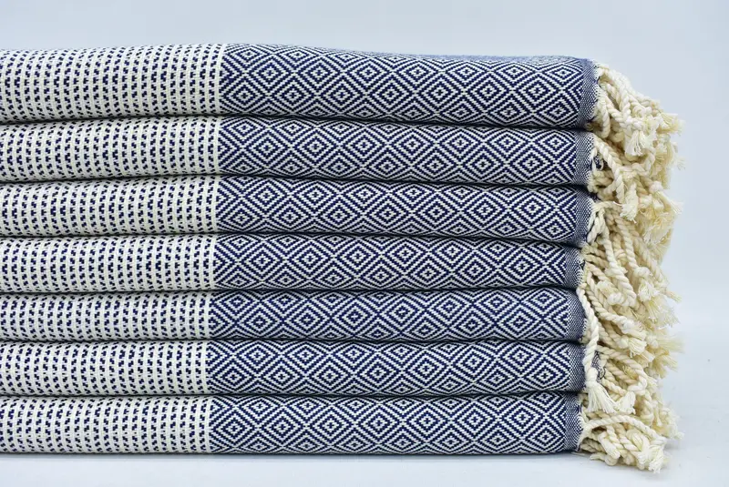 Personalized Turkish Towel Bath, Organic Cotton Turquoise Chevron, 70x40 Inches