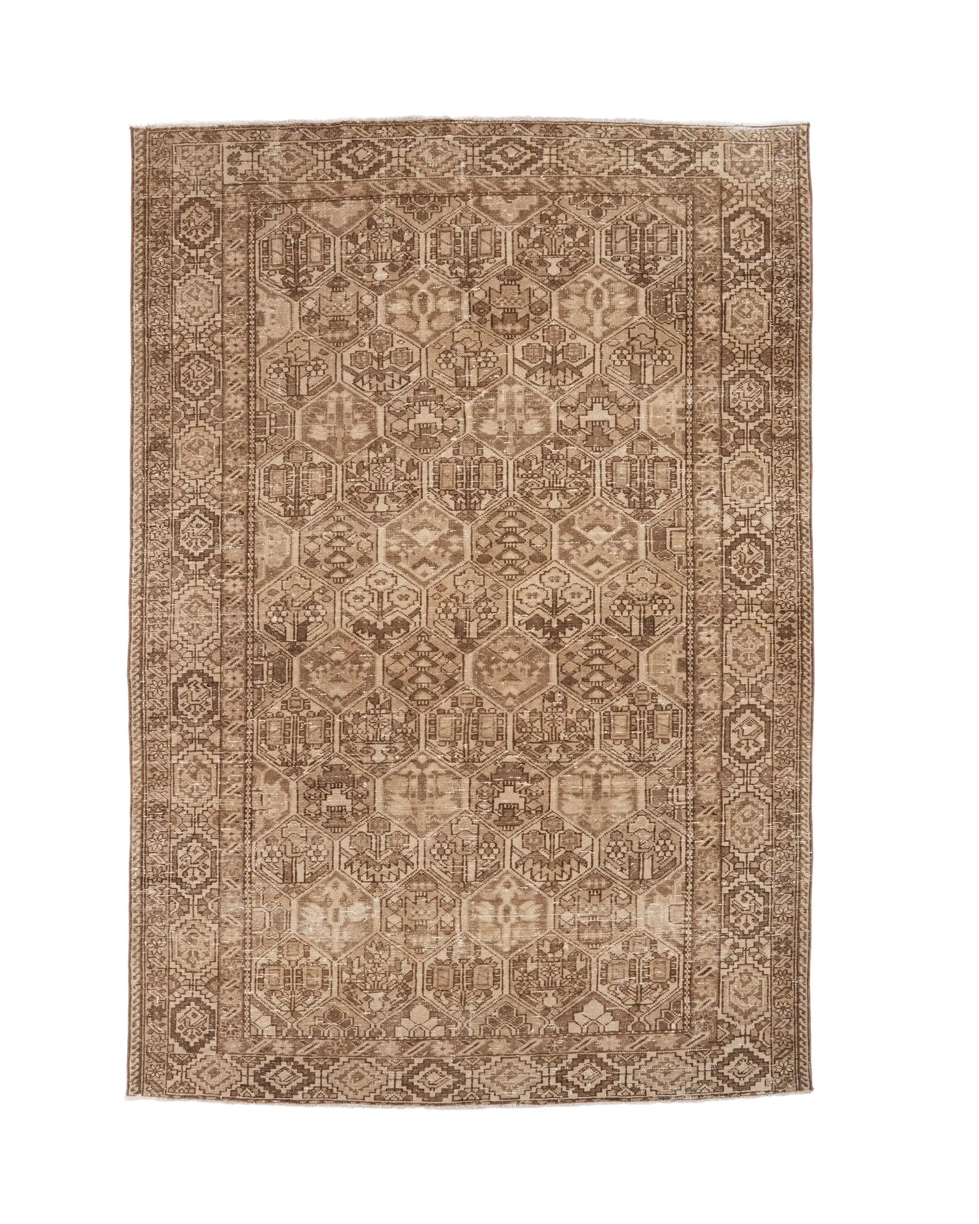 Vintage Halı, Büyük 6.7x9.6 ft Türk Halısı, Kahverengi Patchwork Yün Halı - 1