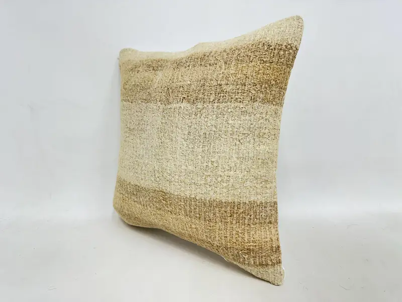 Pillow for Sofa, Vintage Kilim Throw Pillow, Ethnical Kilim Rug Pillow, 16x16 Beige Pillow Cover, Bed Cushion Case, Cushion - 4