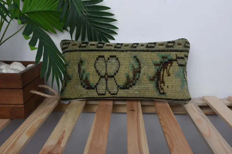 8x16 Yellow Cushion Case, Cushion Cover, Home Decor Pillow, Kilim Cushion Sham, Bohemian Cushion Pillow, Boho Pillow, Traditional Pillow Case - 1
