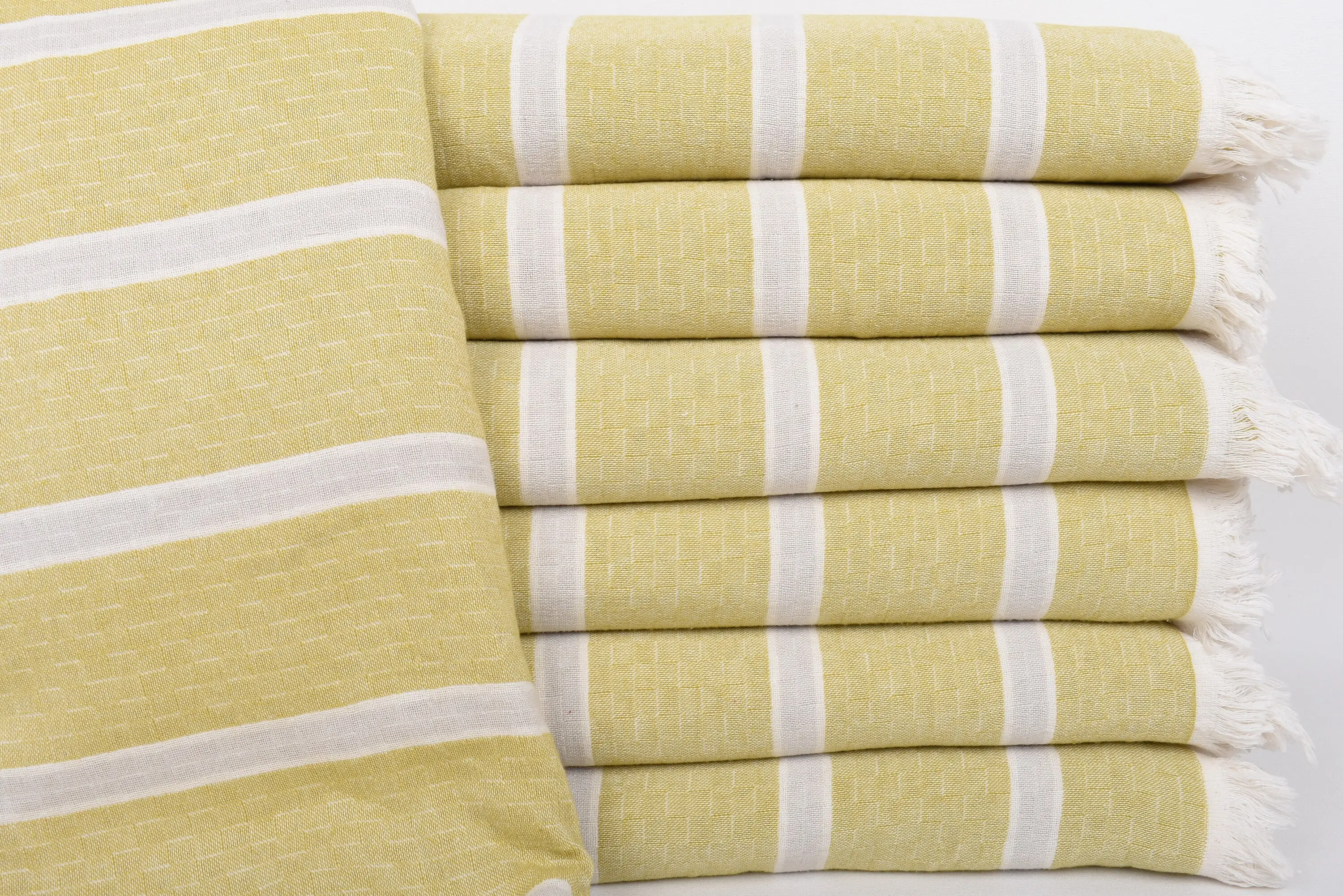 Christmas Gift Organic Cotton Striped Blanket, 95x83, Gray-Beige - 1