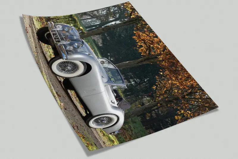 Modern Wall Paper,Jaguar Wall Mural,Car Wall Paper,Bright Wall Paper,Old Car Mural,Wall Paper Peel and Stick,1954 Jaguar Wall Decor, - 2