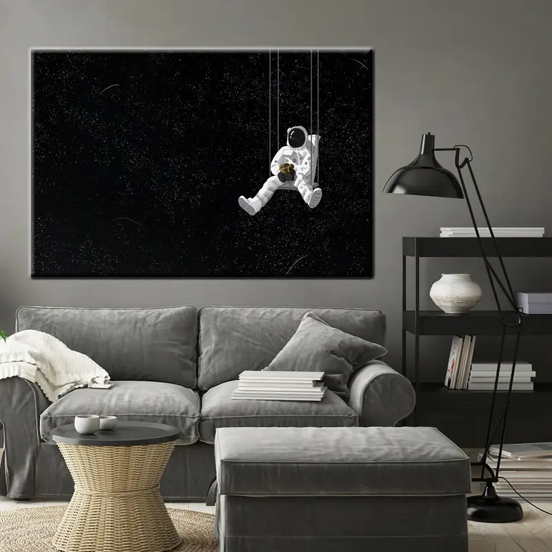 宇宙飛行士ウォールアート、宇宙飛行士の絵画、宇宙壁アート、抽象的な壁アート、スペースポスター、空の壁アート、星空、スカイペインティング、天の川プリント - 1