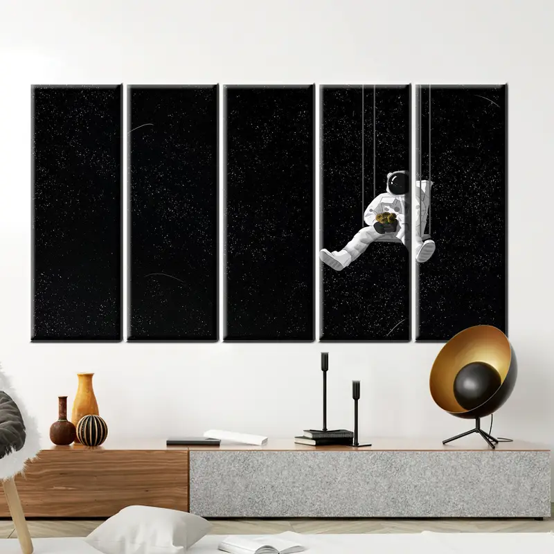 宇宙飛行士ウォールアート、宇宙飛行士の絵画、宇宙壁アート、抽象的な壁アート、スペースポスター、空の壁アート、星空、スカイペインティング、天の川プリント - 4