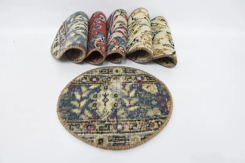 Kreisförmige Tischsets aus böhmischer Baumwolle und Wolle, elegantes böhmisches Dekor