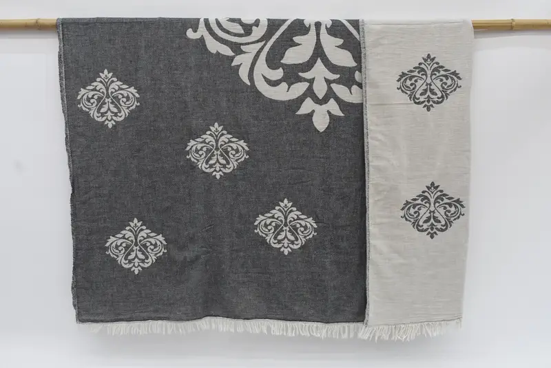 Bridesmaid Gifts, Organic Throw, Boho Throw Blankets, Customized Throw Blankets, Wedding Favors, 70x60 Cotton Baroque Towel, Oversized Beach Towel - 1