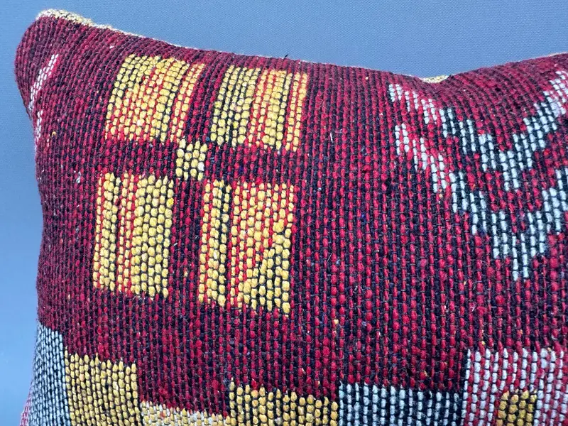 Art Deco Pillow, Vintage Kilim Pillow, Pillow for Couch, Ethnic Throw Cushion Case, Cushion Case, 10x20 Red Pillow Sham, Vintage Kilim Throw Pillow - 5