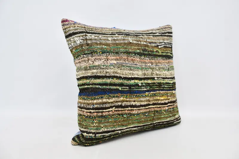 Vintage Pillow, Cushion Case, Boho Pillow Sham Cover, Bright Cushion Cover, Wholesale Cushion Case, Kilim Pillow Cover, 24x24 Blue Cushion Case - 3